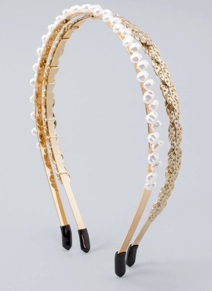 White House Black Market Accessories - HOST PICK!!! Faux Pearl & Leaf Headbands, Set of 2